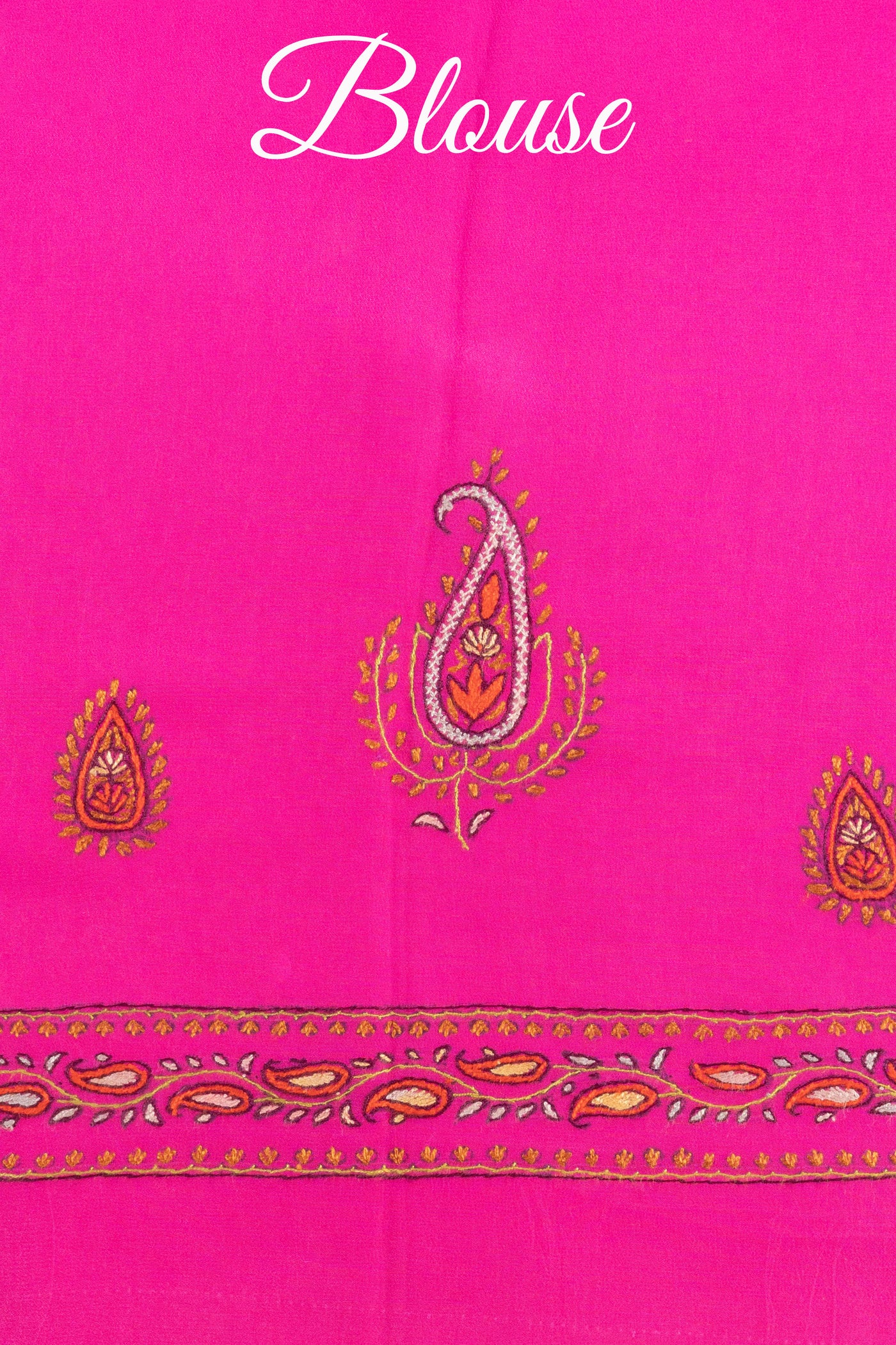 Hand-Embroidered Pink Pure Crepe Saree with Intricate Kashmiri Sozni Embroidery - KashmKari