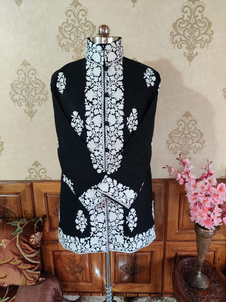 Black Kashmiri Floral Embroidered Coat