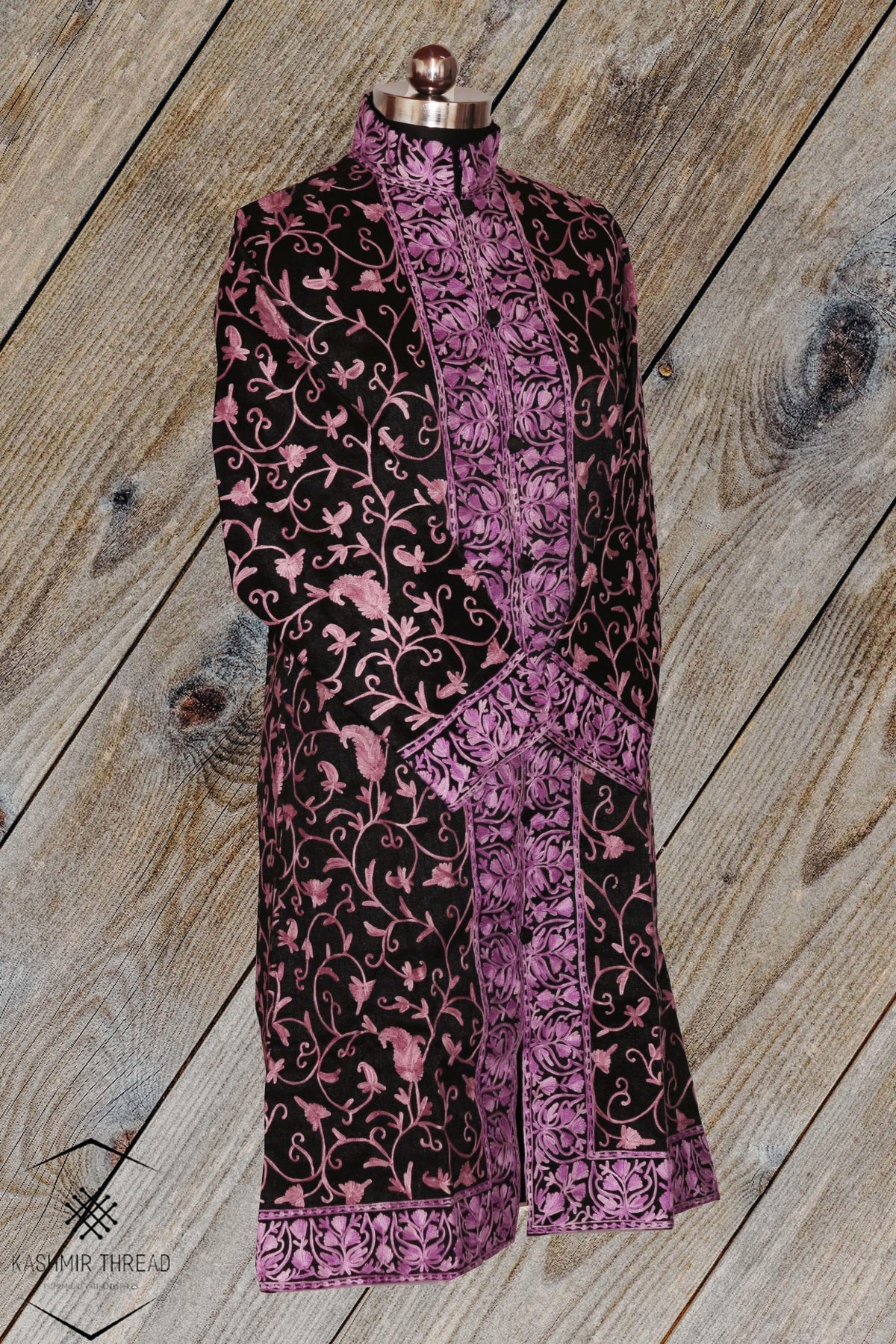 Black Kashmiri Long Coat