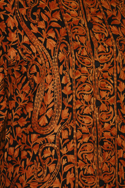 Kashmir Thread Coat M(40) Brown Kashmiri Woolen Jacket with Aari Embroidery