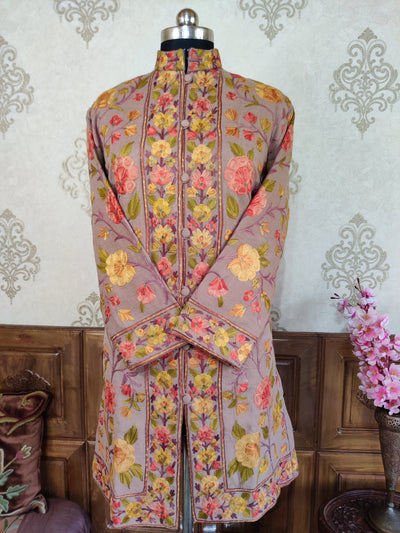 Kashmiri Floral Embroidered Coat Jacket KashmKari Get Kashmiri coat With Bohemian Embroidery at best price Online  | Kashmir Thread 