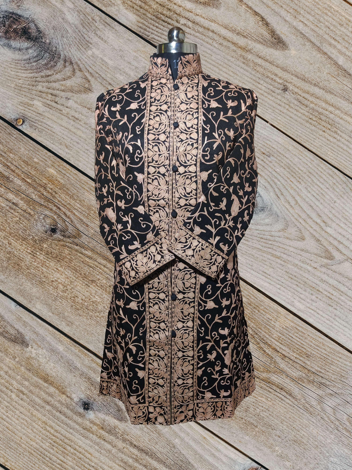 Kashmir Thread Art Silk Coat All over Aari Embroidery