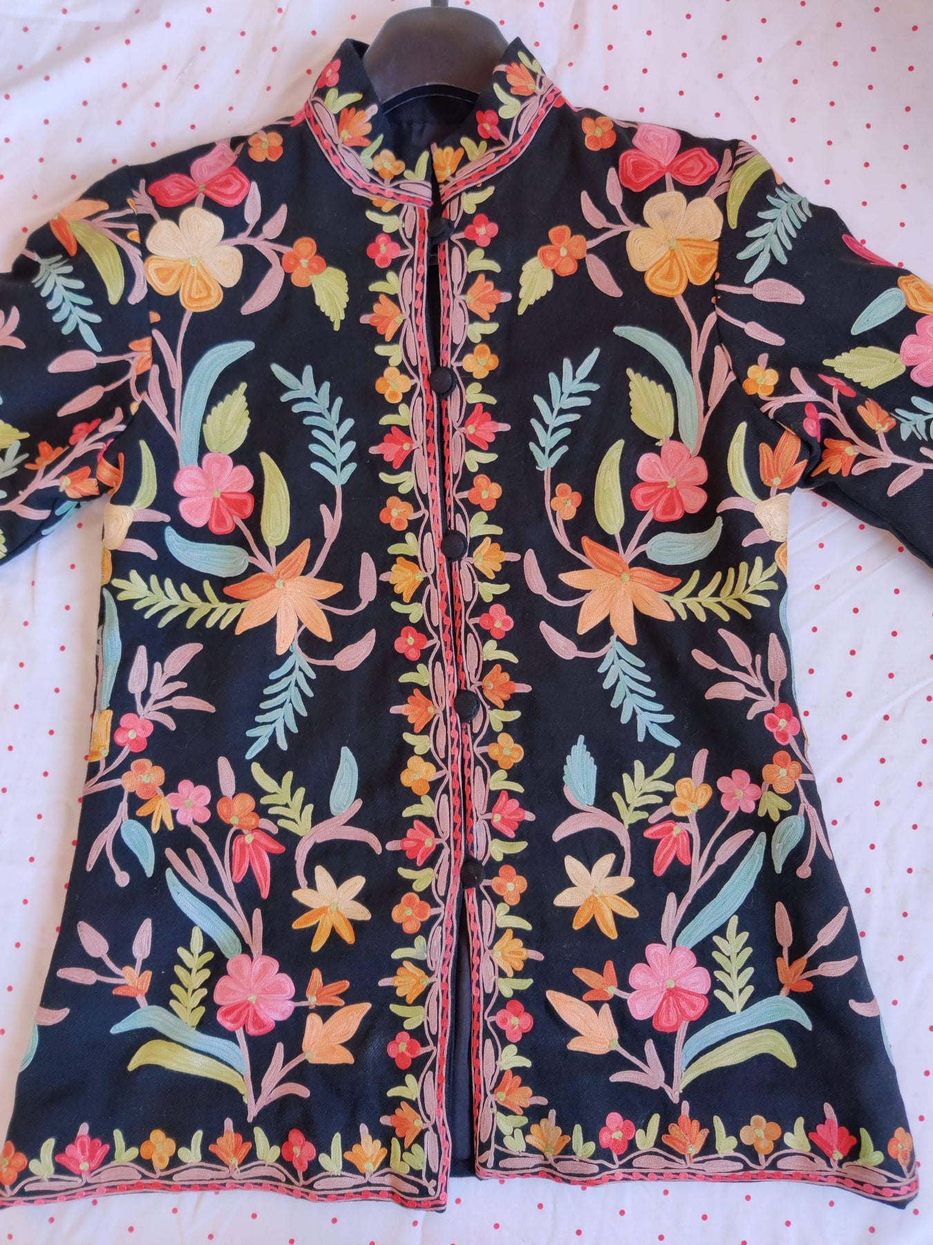 Buy Short Kashmiri Jacket With Floral Boho Embroidery at best price ...