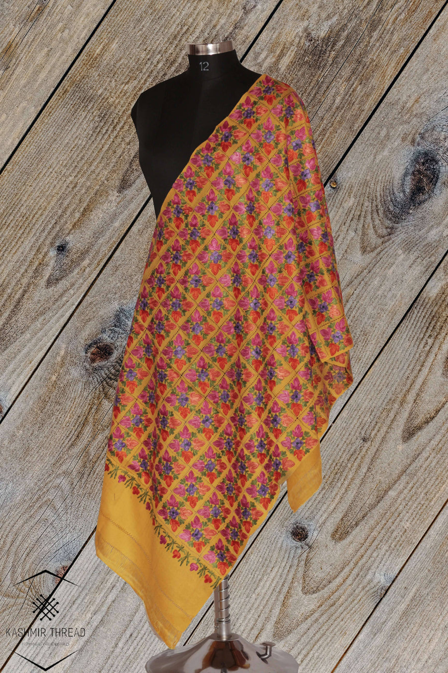 Kashmir Thread Kashmiri Stoles Cut Work Kashmiri Stole With All Over Embroidery
