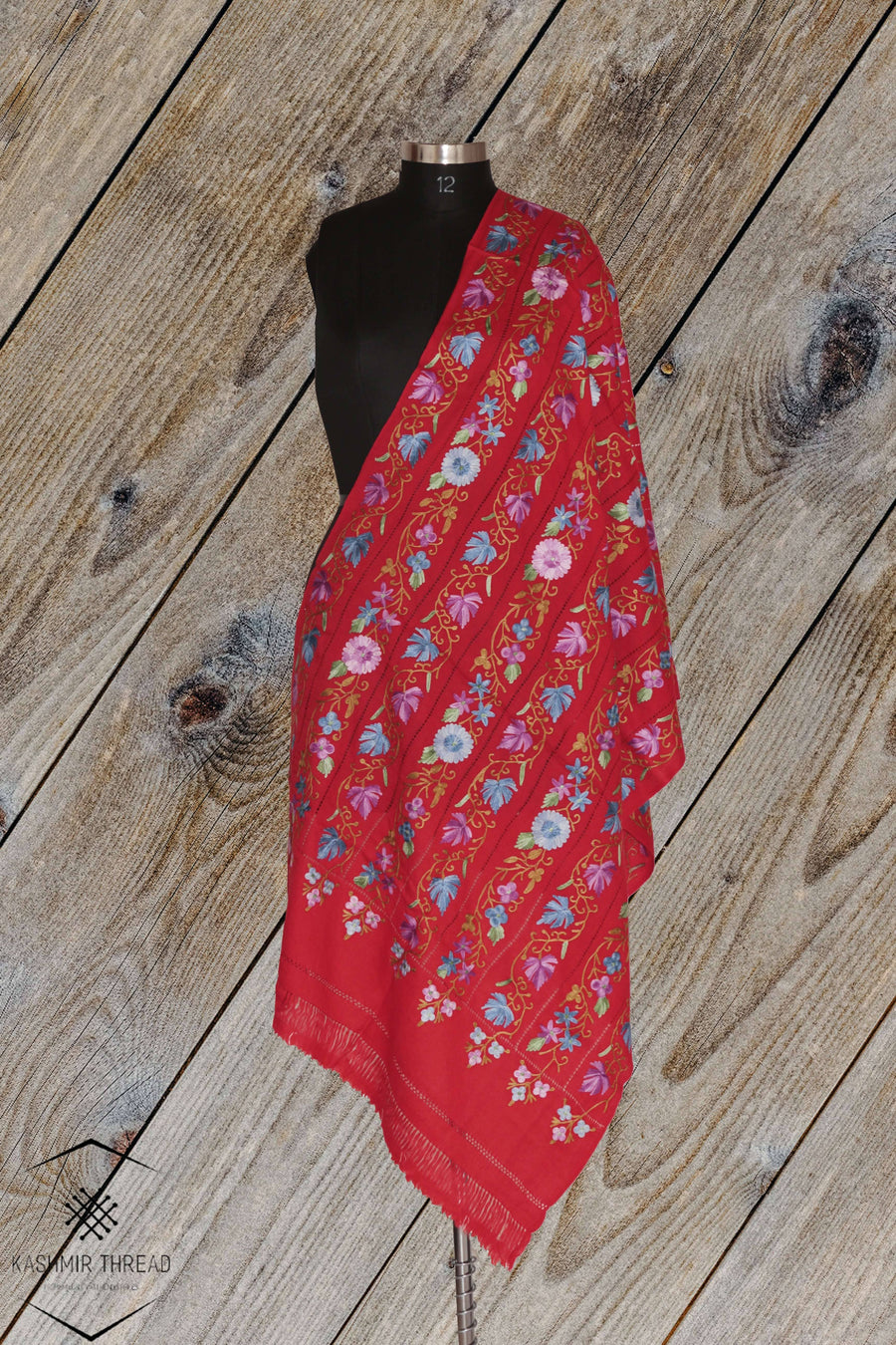 Kashmir Thread Kashmiri Stoles Cut Work Kashmiri Stole with Floral Embroidery