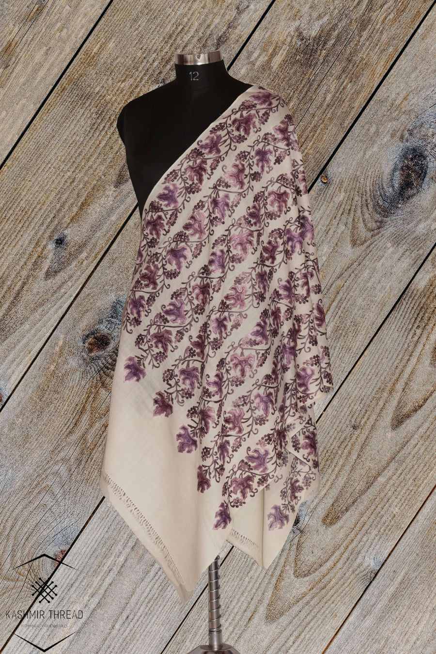Kashmir Thread Kashmiri Stoles Kashmiri Stole With All Over Chinar (Maple) Embroidery