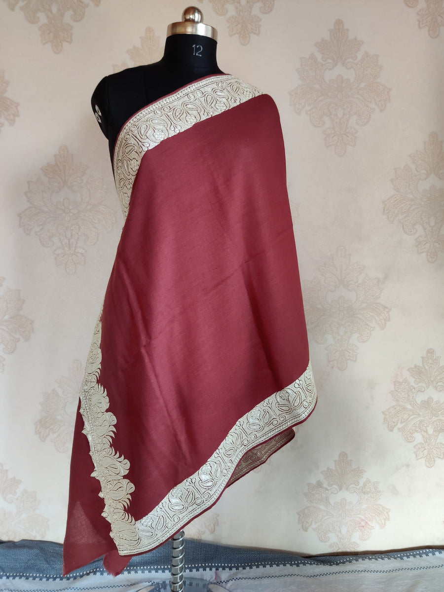Pure Woolen Kashmiri Embroidery Stole with Tilla Embroidery Kashmiri Stoles KashmKari