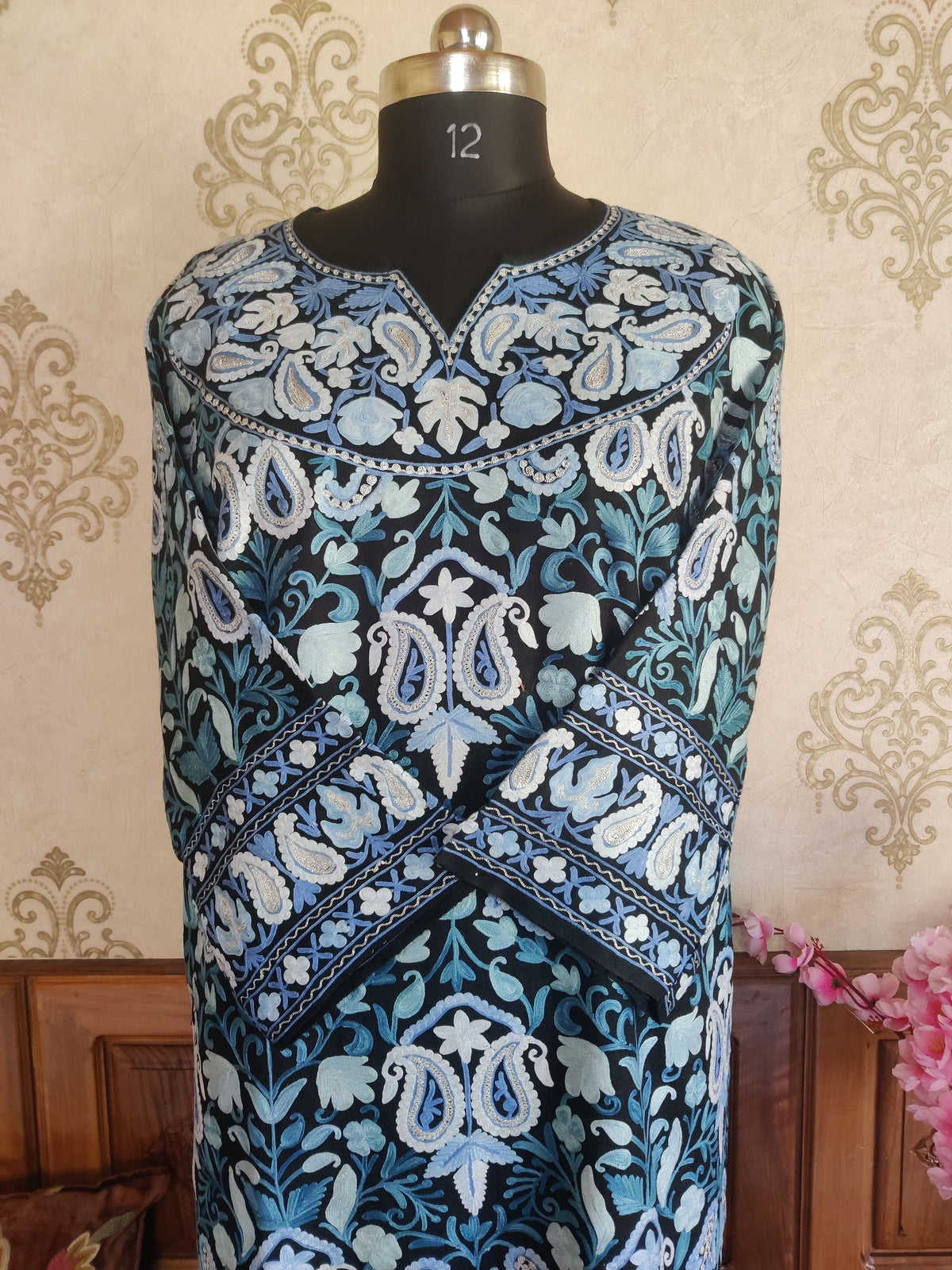 Kashmiri Pheran Jamawar With Aari Embroidery Pheran KashmKari Buy Kashmiri Jamawar Phiran Online at a Reasonable Price | Kashmir Thread 