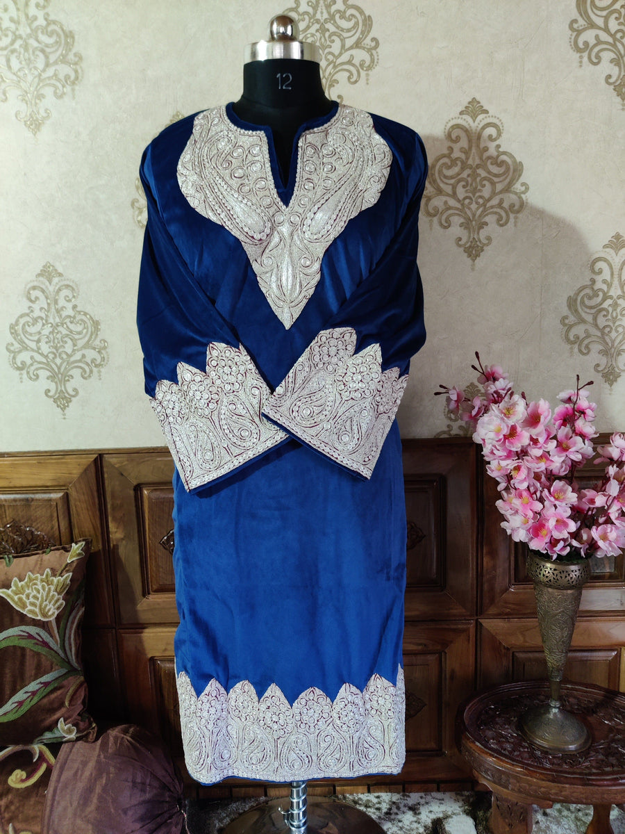 Kashmiri Velvet Phiran With Heavy Tilla Embroidery Pheran KashmKari Buy Kashmiri Velvet Phiran With  Heavy Tilla Embroidery Online at a Friendly price | Kashmir Thread 