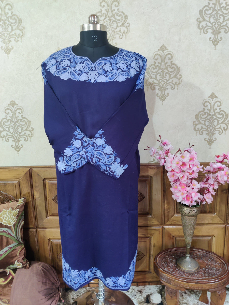Kashmiri Woolen Pheran with Aari Embroiderhy Pheran KashmKari Buy Kashmiri Phiran Aari Embroidery Online at a Friendly Price | Kashmir Thread 