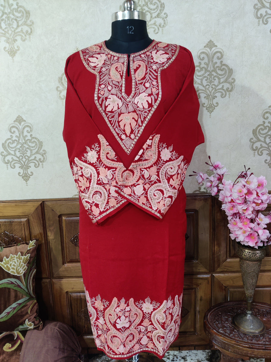 Kashmiri Woolen Pheran with mix of Tilla & Aari Embroidery Pheran KashmKari Buy Kashmiri Phiran Aari Embroidery Online at a Friendly Price | Kashmir Thread 