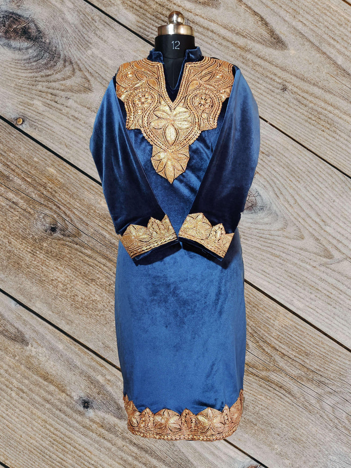 Kashmir Thread Pheran Velvet Pheran with Tilla Embroidery