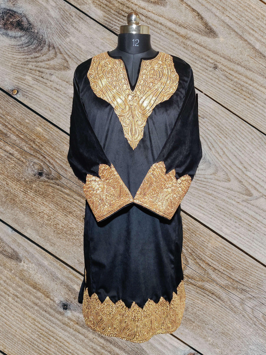 Kashmir Thread Pheran Velvet Pheran with Tilla Embroidery