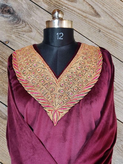 Kashmir Thread Pheran Velvet Pheran with Tilla Embroidery