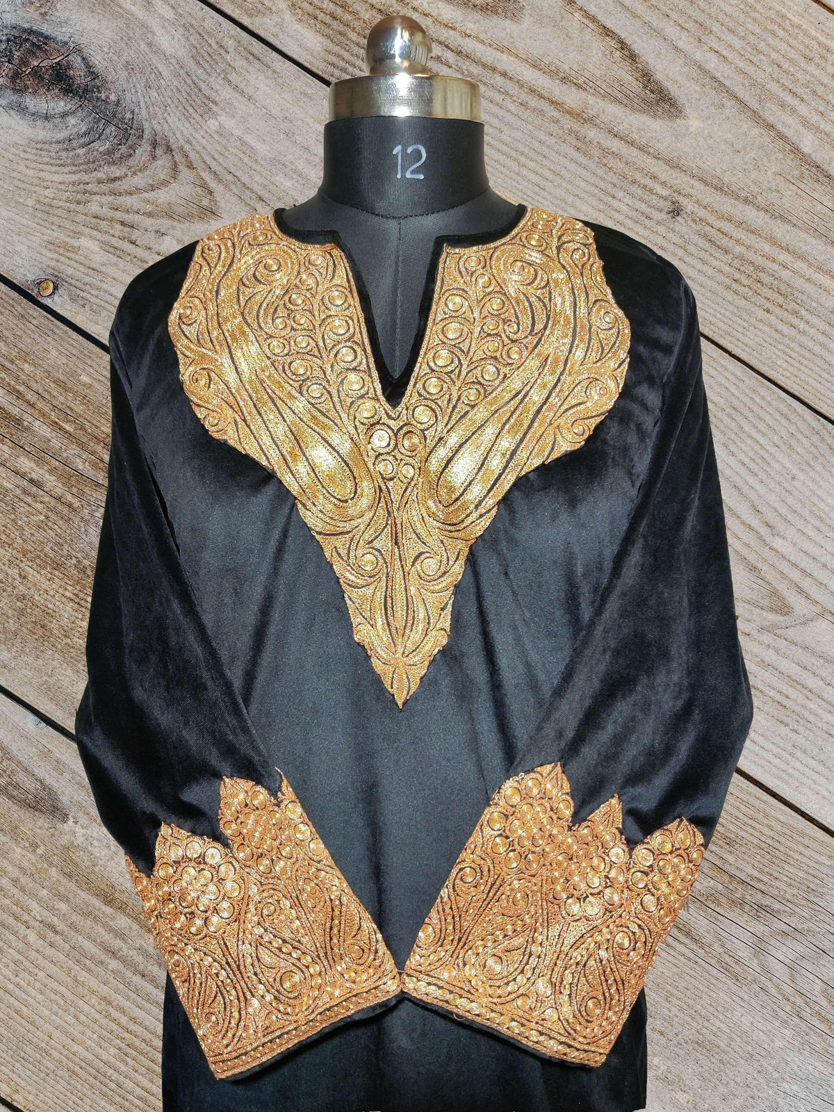 Kashmir Thread Pheran Velvet Pheran with Tilla Embroidery