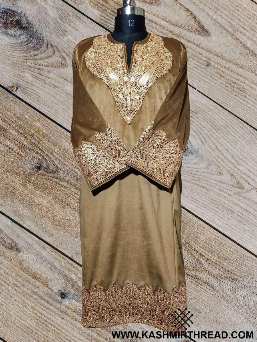 Kashmir Thread Pheran Velvet Pheran with Tilla Embroidery