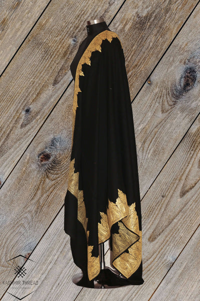 Kashmir Thread shawl Black Kashmiri Shawl Tilla Embroidery