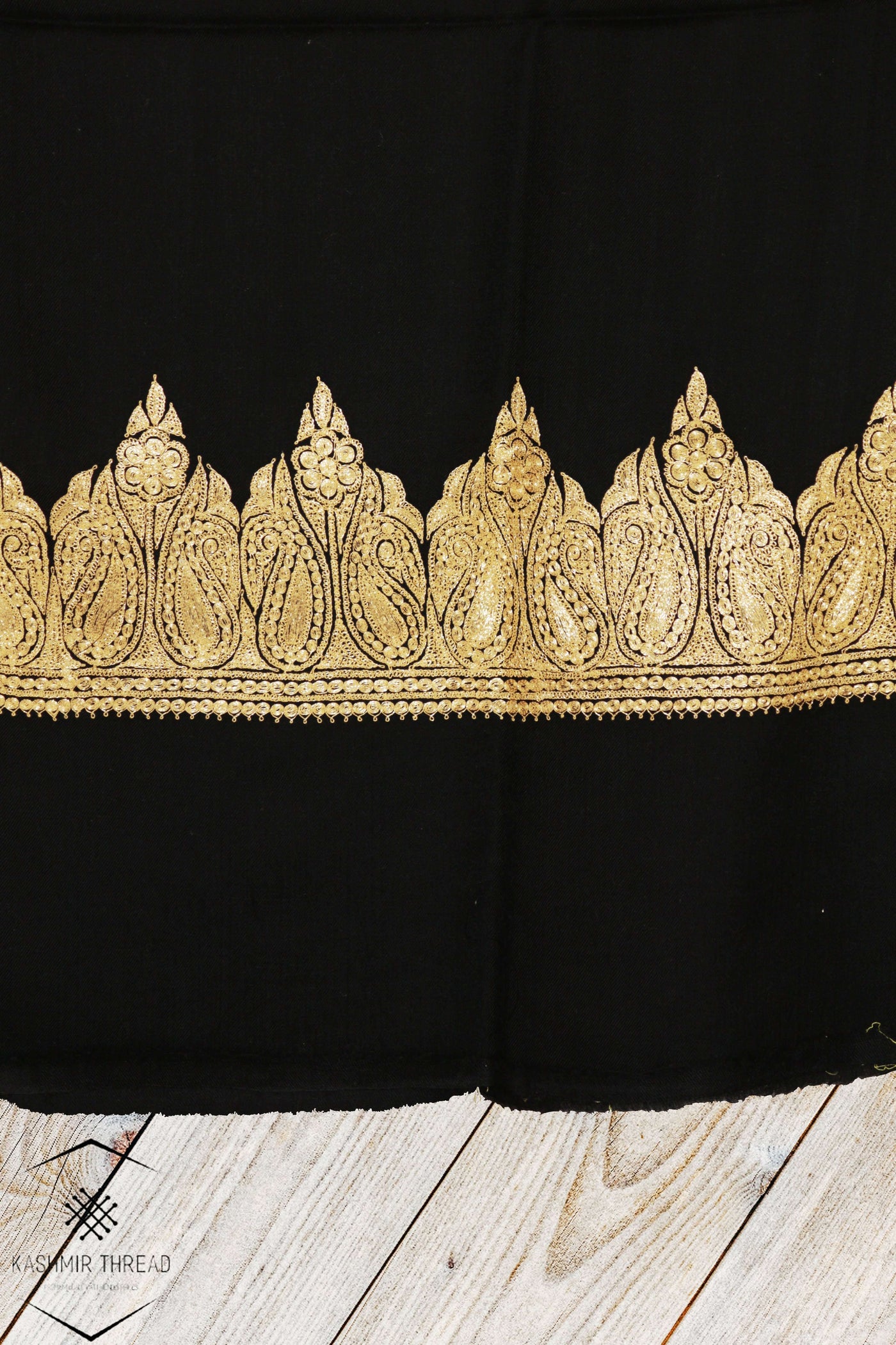 Kashmir Thread shawl Black Kashmiri Shawl Tilla Embroidery