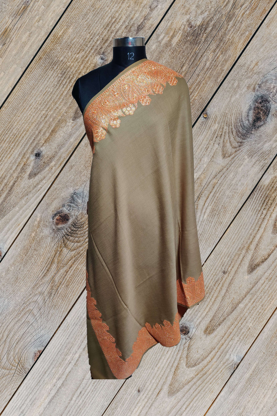 Kashmir Thread shawl Grey Kashmiri Shawl Tilla Embroidery