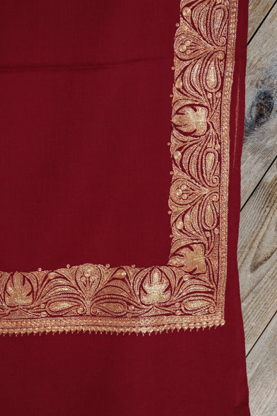 Kashmir Thread shawl Maroon Kashmiri Shawl Tilla Embroidery