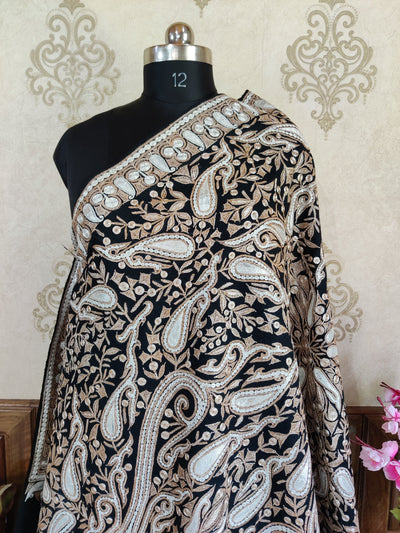 Pure Pashmina Shawl with All Over Tilla Embroidery Dual Colour shawl KashmKari