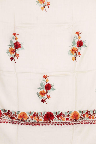 Kashmir Thread shawl White Kashmiri Woolen Shawl with Aari Embroidery