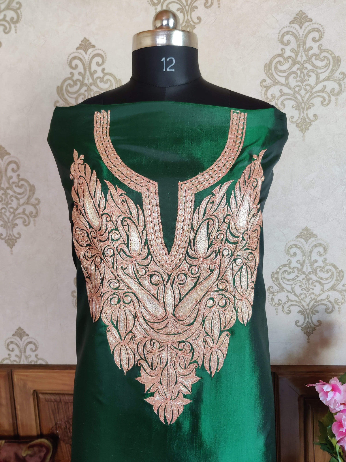 Kashmir Thread Summer Suit Pure Silk Kashmiri Suit Three-Piece With Tilla Embroidery