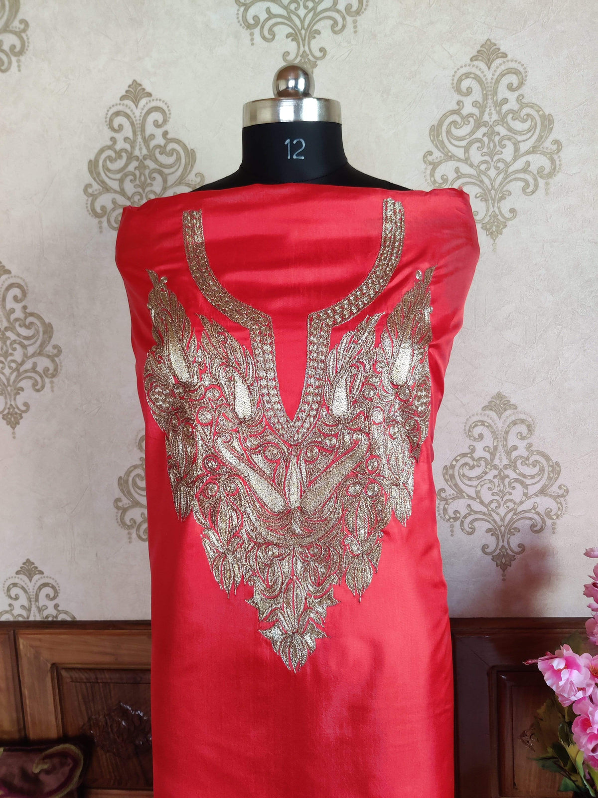 Kashmir Thread Summer Suit Pure Silk Kashmiri Suit Three-Piece With Tilla Embroidery