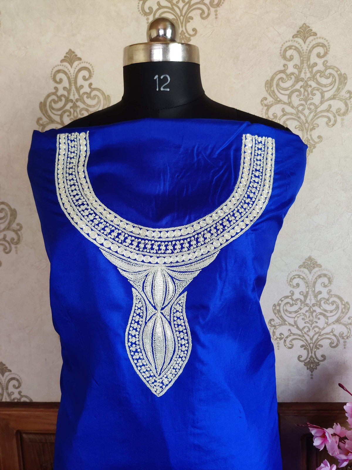 Kashmir Thread Summer Suit Pure Silk Tilla Kashmiri Suit Three-Piece With Heavy Embroidery On Sleeves