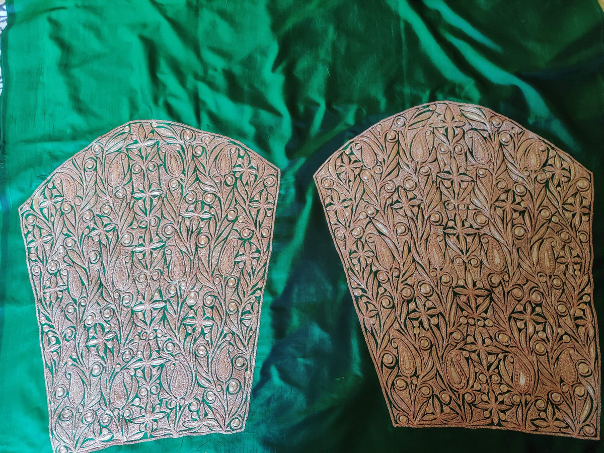 Kashmir Thread Summer Suit Pure Silk Tilla Kashmiri Suit Three-Piece With Heavy Embroidery On Sleeves