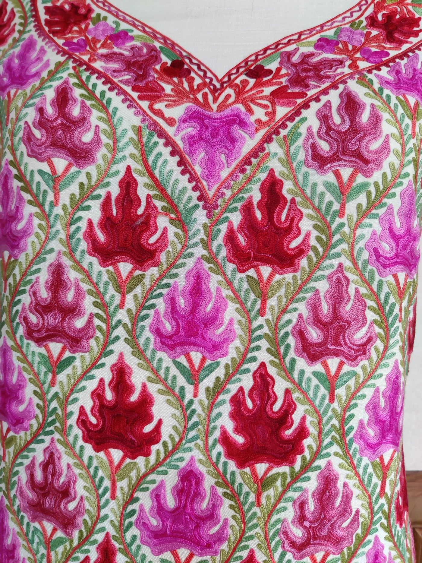Tassar Silk Kashmiri Suit Summer With Floral Embroidery Summer Suit KashmKari Buy Kashmiri Summer Suit online with Floral Embroidery at Best Price On Kashmir Thread 