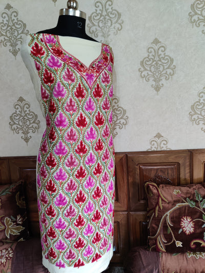 Tassar Silk Kashmiri Suit Summer With Floral Embroidery Summer Suit KashmKari Buy Kashmiri Summer Suit online with Floral Embroidery at Best Price On Kashmir Thread 