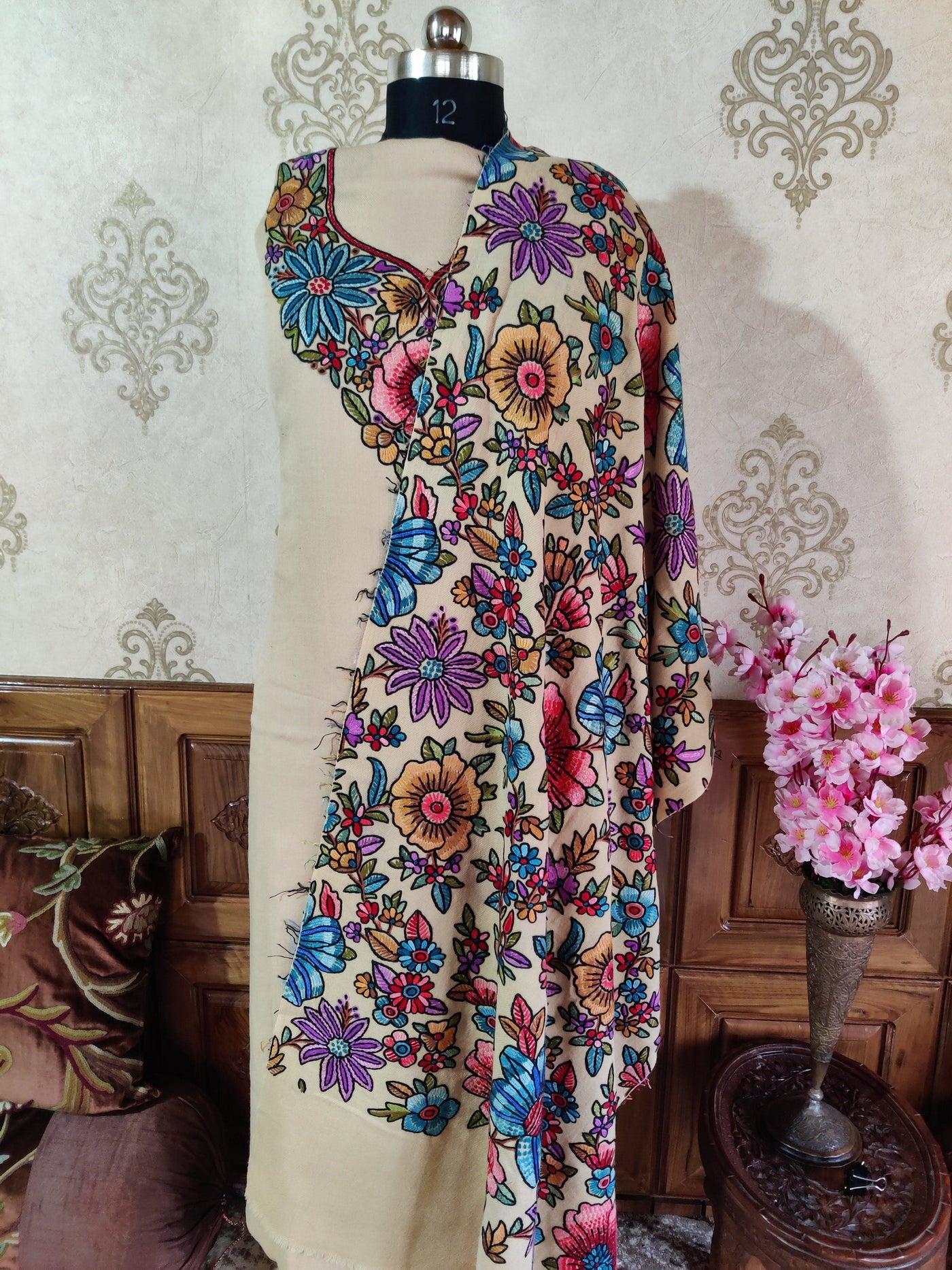 Kashmiri Woolen Suit Hand Embroidery Kashmiri hand embroidery