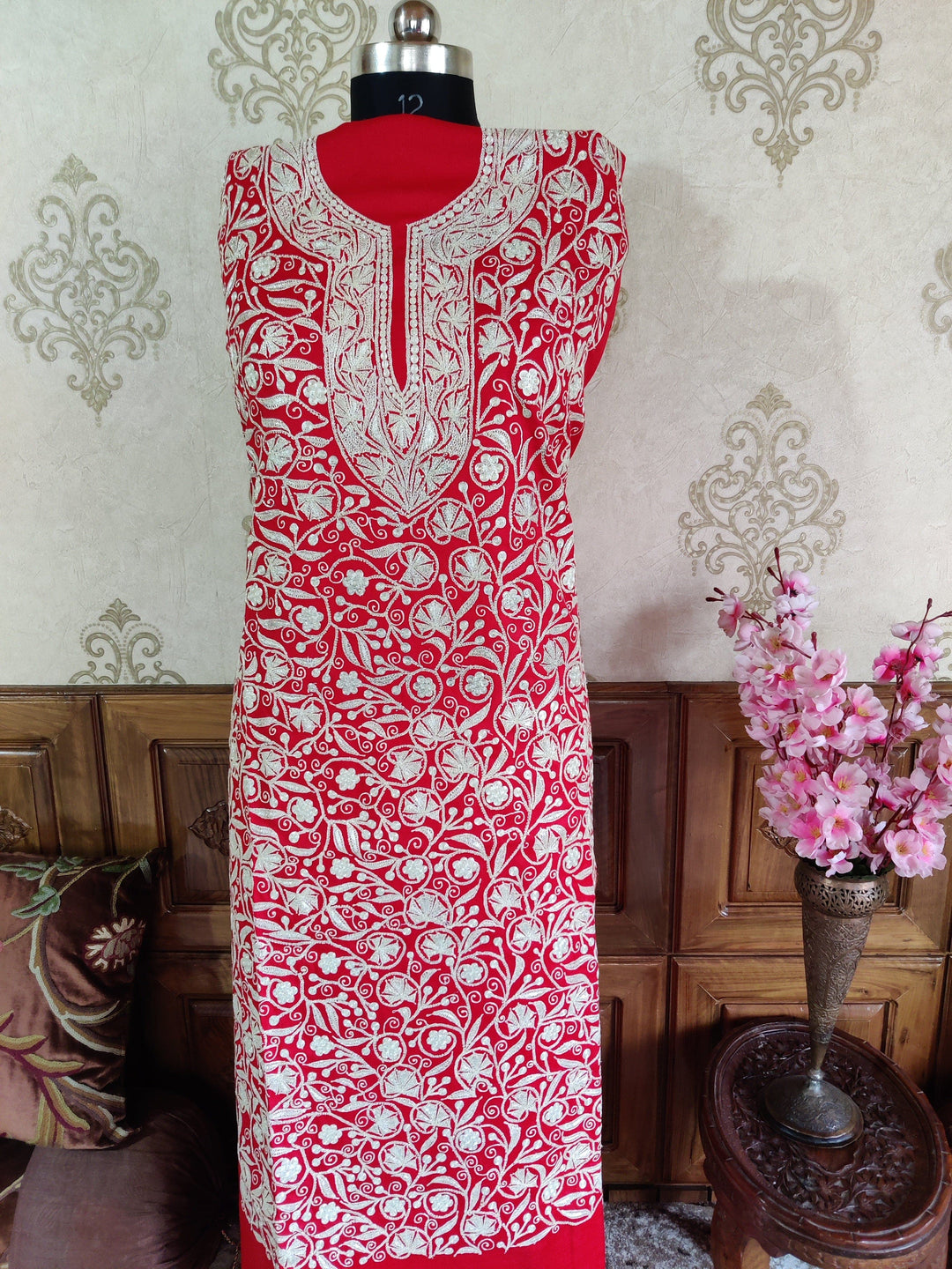 Blue Kashmiri Woollen Suit With Tilla Embroidery jaal design (3