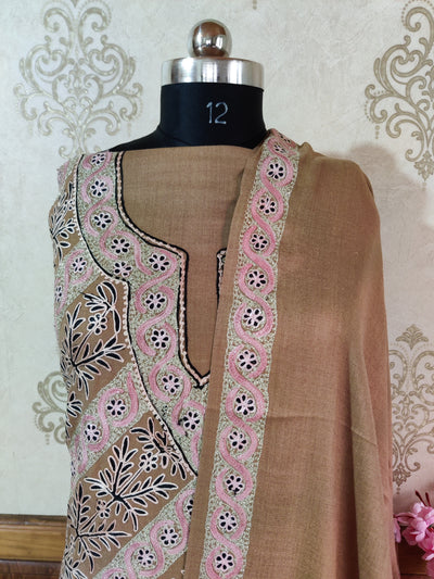 Woollen Kashmiri Suit With Aari And zari Embroidery design (3 pcs) Woolen Suit KashmKari Kashmiri Woollen Suit Wiith Aari Plus Zari design (3 pcs). Kashmiri Suit online at Best Price 