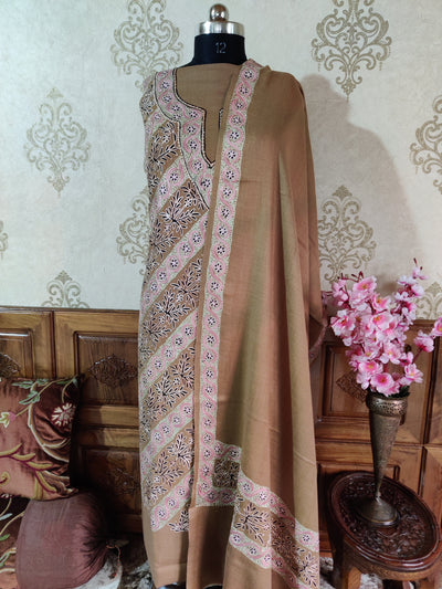 Woollen Kashmiri Suit With Aari And zari Embroidery design (3 pcs) Woolen Suit KashmKari Kashmiri Woollen Suit Wiith Aari Plus Zari design (3 pcs). Kashmiri Suit online at Best Price 